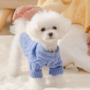 Small Dog Breed Sweater Blue size XL cable knit comfy warm